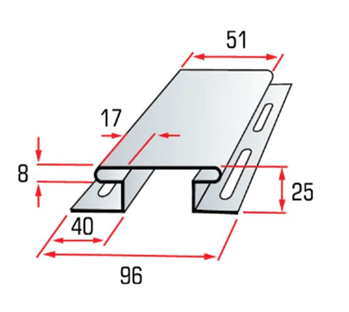 VINYL-X00-RU Альта-Хуванцар сайдингийн Холбогч /цагаан/  Т-18 (3000мм)