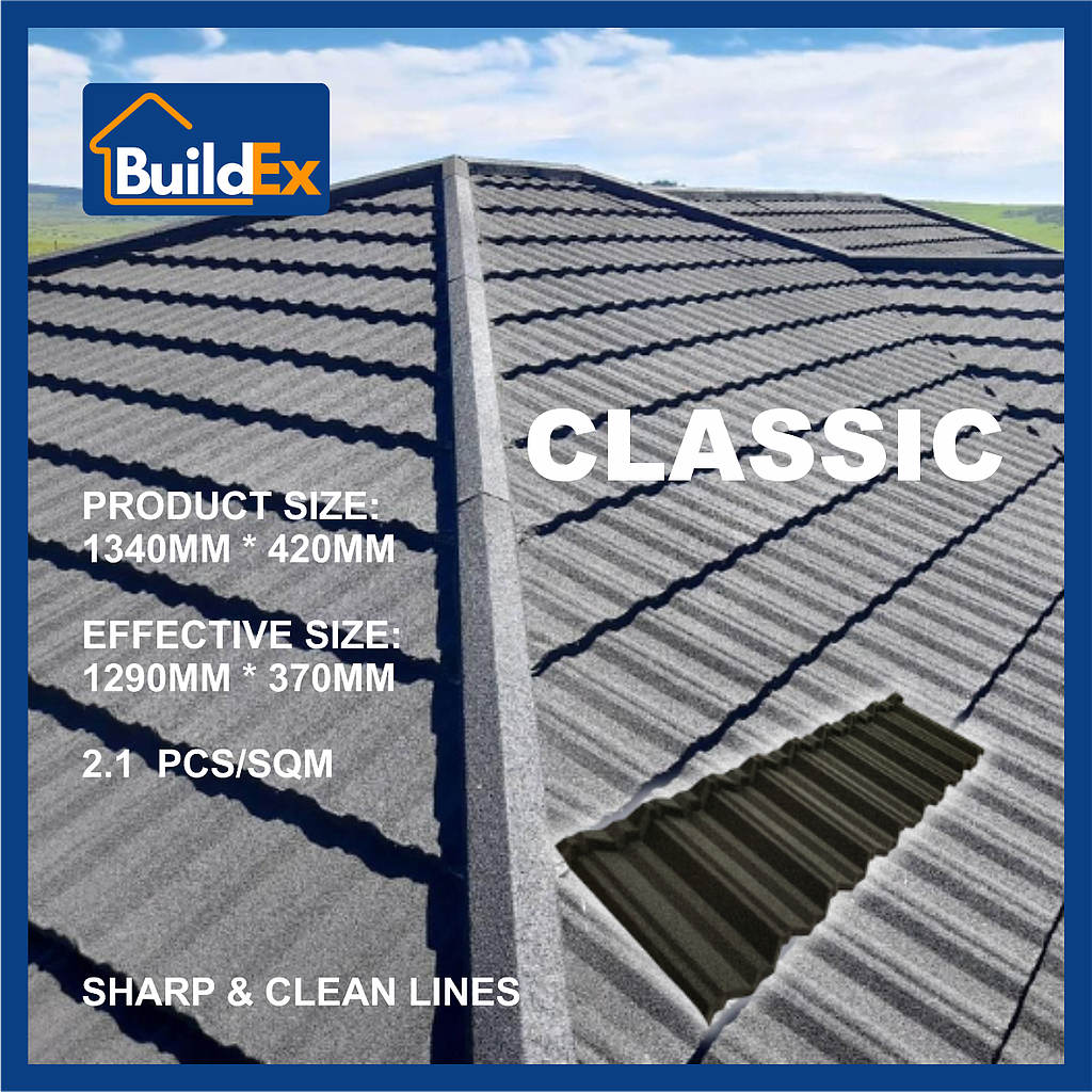 SCM-Buildex-CN MODERN CLASSICAL загварын чулуун будагтай металл дээвэр (AZ150G) (1340x420x0,45мм) 0,5м2