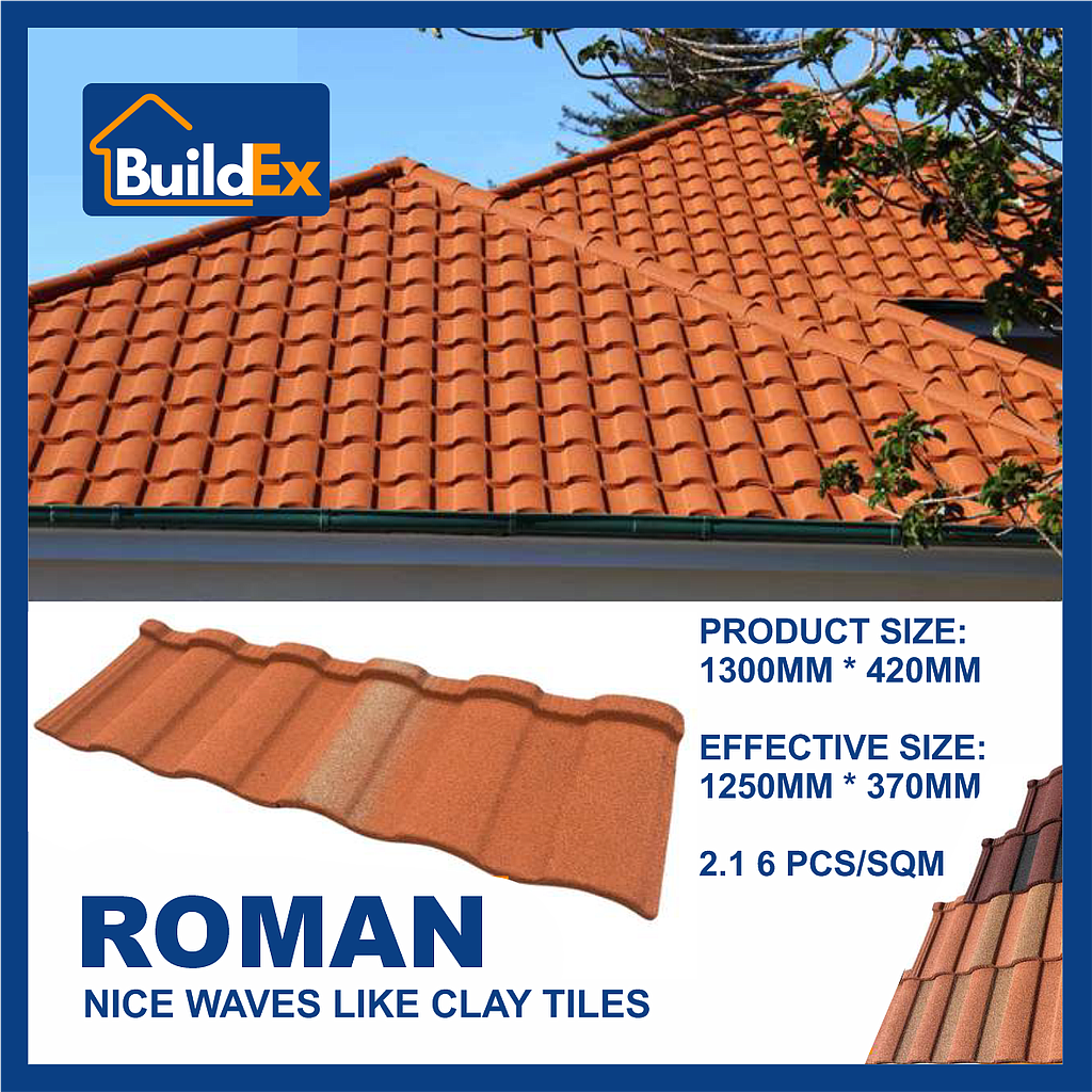 SCM-Buildex-CN ROMAN загварын чулуун будагтай металл дээвэр (AZ150G) (1340x370x0,45мм) 0,5м2