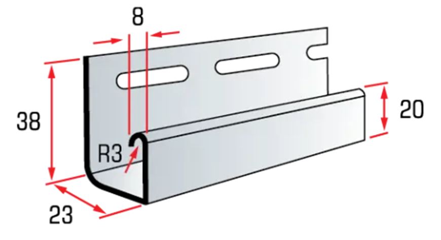 VINYL-X00-RU Альта-Хуванцар сайдингийн J-trim/Хар саарал/  (3000мм)    